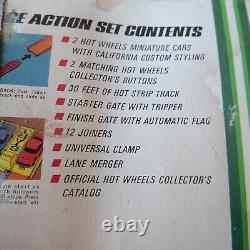 Set d'action de course de dragsters Hot Wheels vintage avec boîte des années 1960! REDLINE