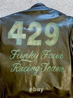 Vintage Early1970 Motorcycle Drag Racing Leathers Set Amdra 429 Funky Quatre Team
