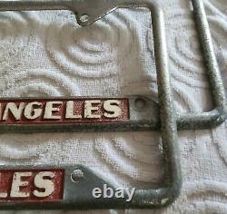 Vintage Los Angeles License Plate Frame Set Robert Brown Ford Chevy Hot Rod Rat