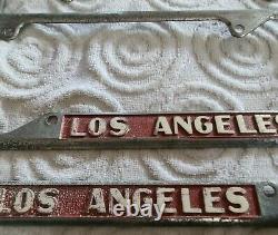 Vintage Los Angeles License Plate Frame Set Robert Brown Ford Chevy Hot Rod Rat