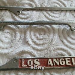 Vintage Los Angeles License Plate Frame Set Robert Brown Ford Chevy Hot Rod Rat