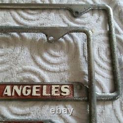 Vintage Los Angeles License Plate Frame Set Robert Brown Ford Chevy Hot Rod Rat