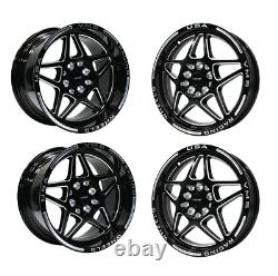 Vms Delta Black Milling Drag Pack 15x8 & 15x3.5 Roues Roues 4x100 4x114.3