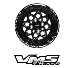 Vms Racing Noir Argent Avant Rocket & Arrière Drag Set De Roues 4x100 / 4x114 13x9