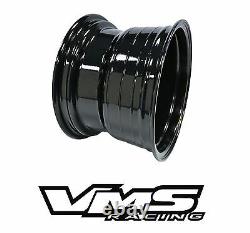 Vms Racing Typhoon Black Silver Front & Rear Drag Wheels Set 4x100/114 15x8
