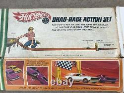 Vtg Mattel Hot Wheels 1967 Drag Race Track Action Set #6202 Avec Box 98% Complet